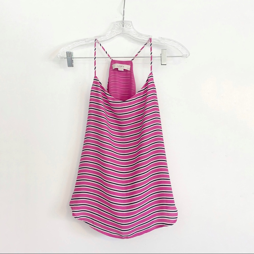 🌸Ann Taylor LOFT navy blue/pink tank